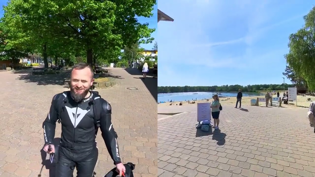 Sonnenbaden in der Lederkombi