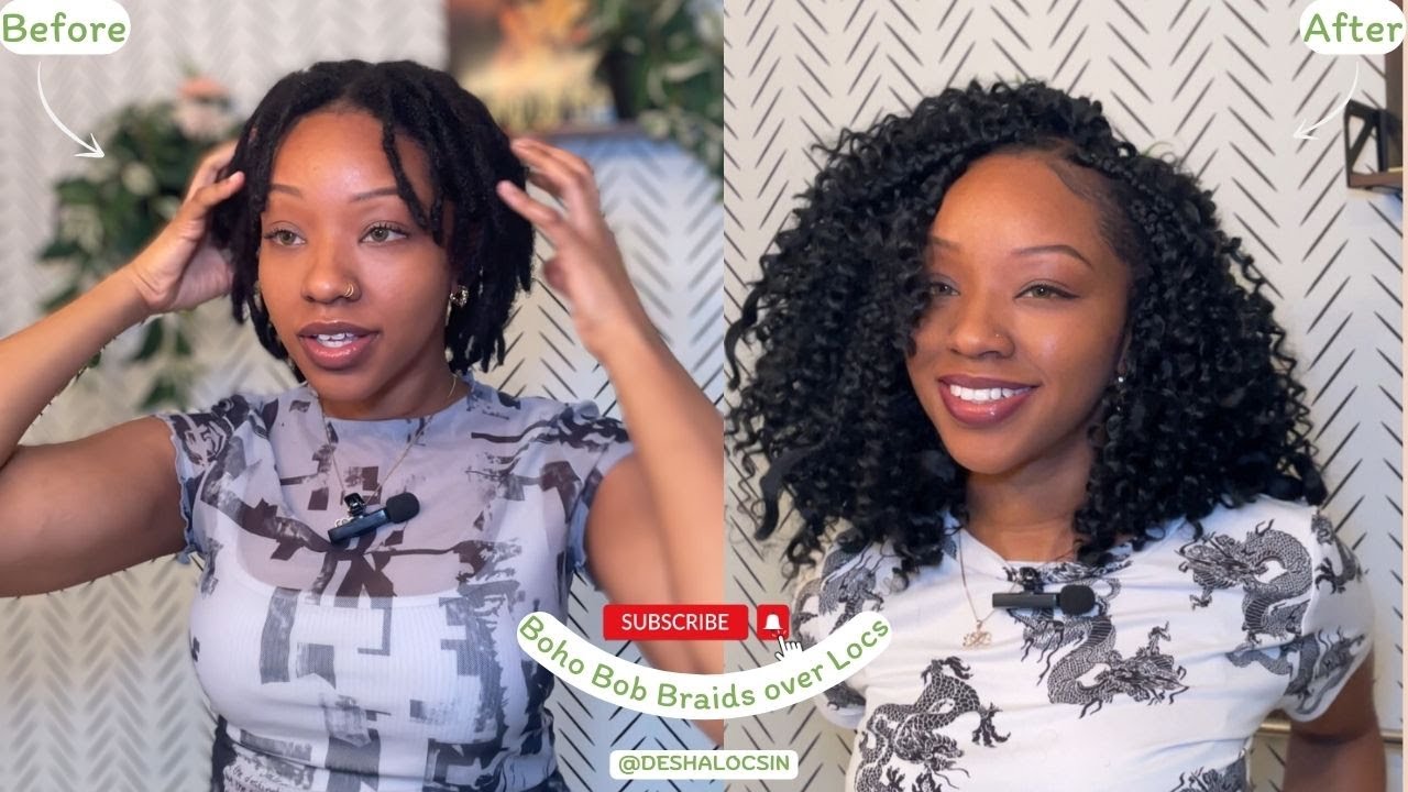 DIY TUTORIAL - Viral curlyBoho Bob Braids over LOCS!