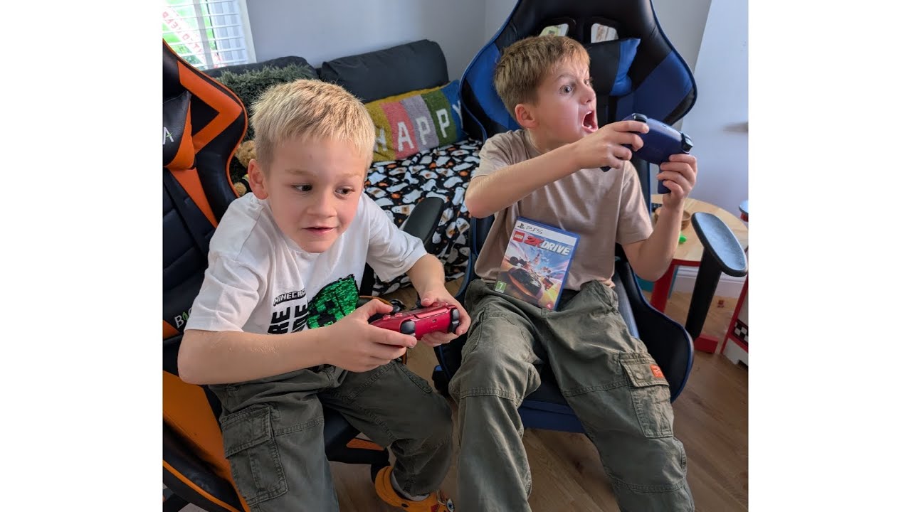 Playing Lego 2k on the PlayStation 5 featuring Freddie eating a banana 😂🎮 🍌