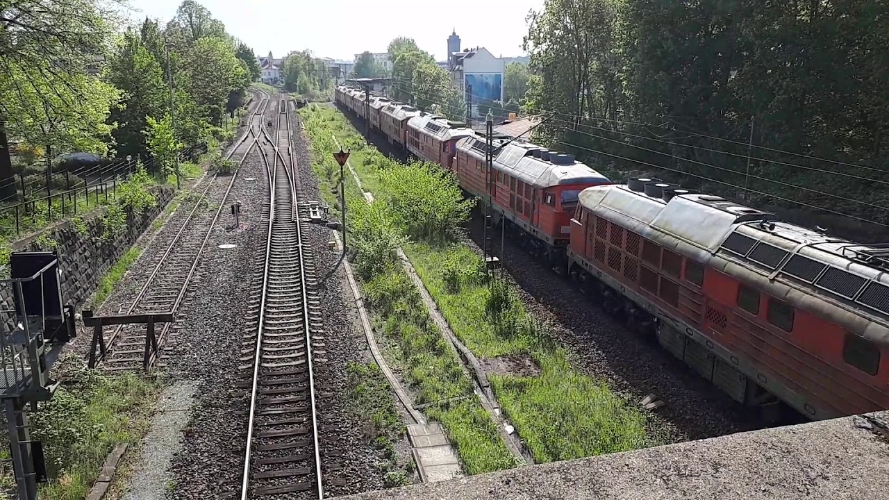 MEG 232 schleppt 232 Schrottzug Mukran-Chemnitz