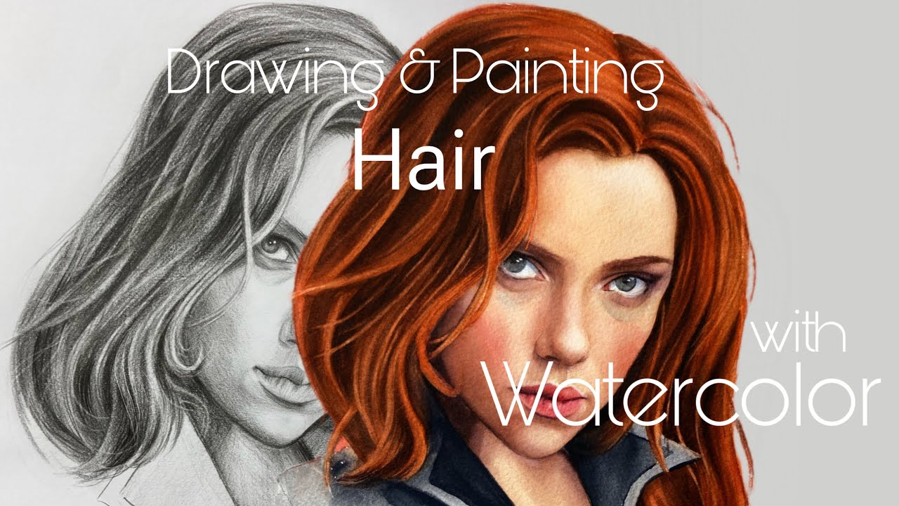How to draw and paint hair with watercolor - Hair painting tutorial for beginners