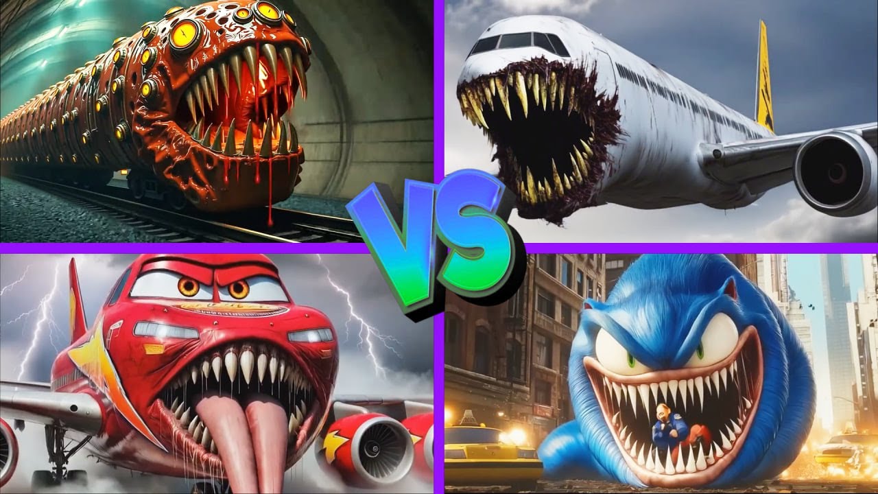Sonic Worm🆚Infected Sky🆚Train Eater🆚McQueen Infected Sky - Tiles Hop EDM Rush 🎶