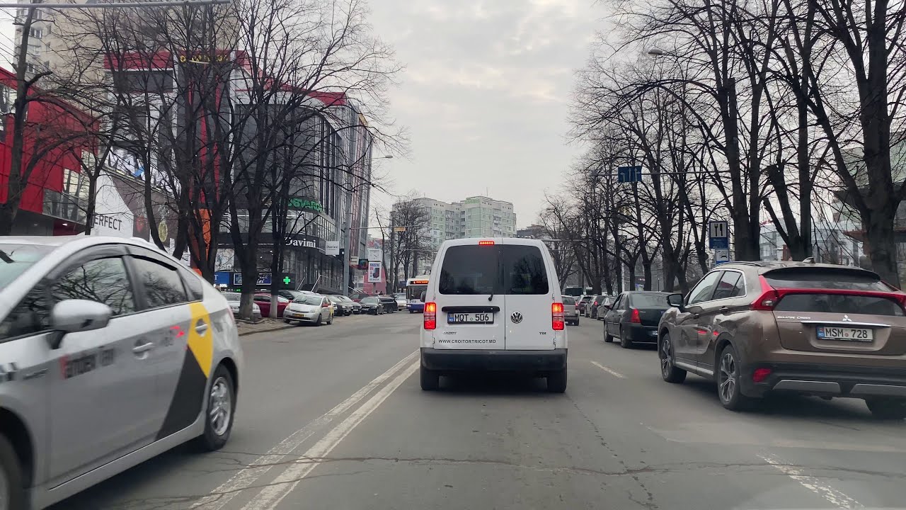 Chisinau City Car Driving Moldova- Iuri Gagarin Blvd to Decebal  Blvd . Botanica