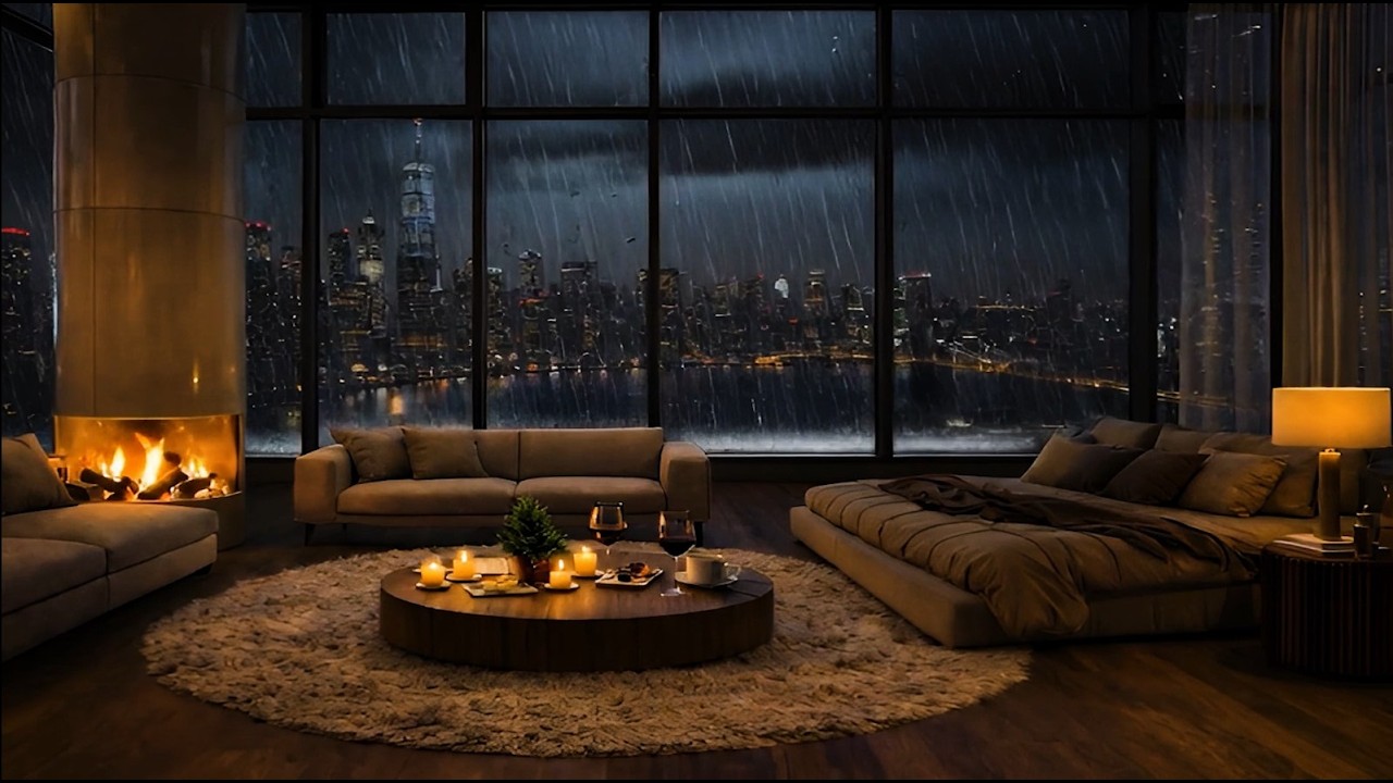 Looking at the rainy New York night view, my heart is healed and I fall asleep deeply  ㅣ  Asmr