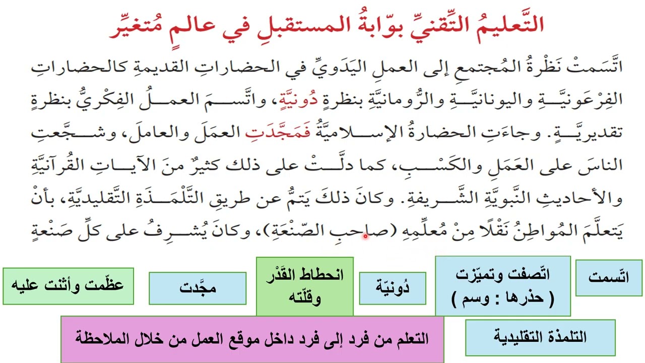 الوحدة الخامسة  التعليم التقني بوابة المستقبل  عربي 2008
