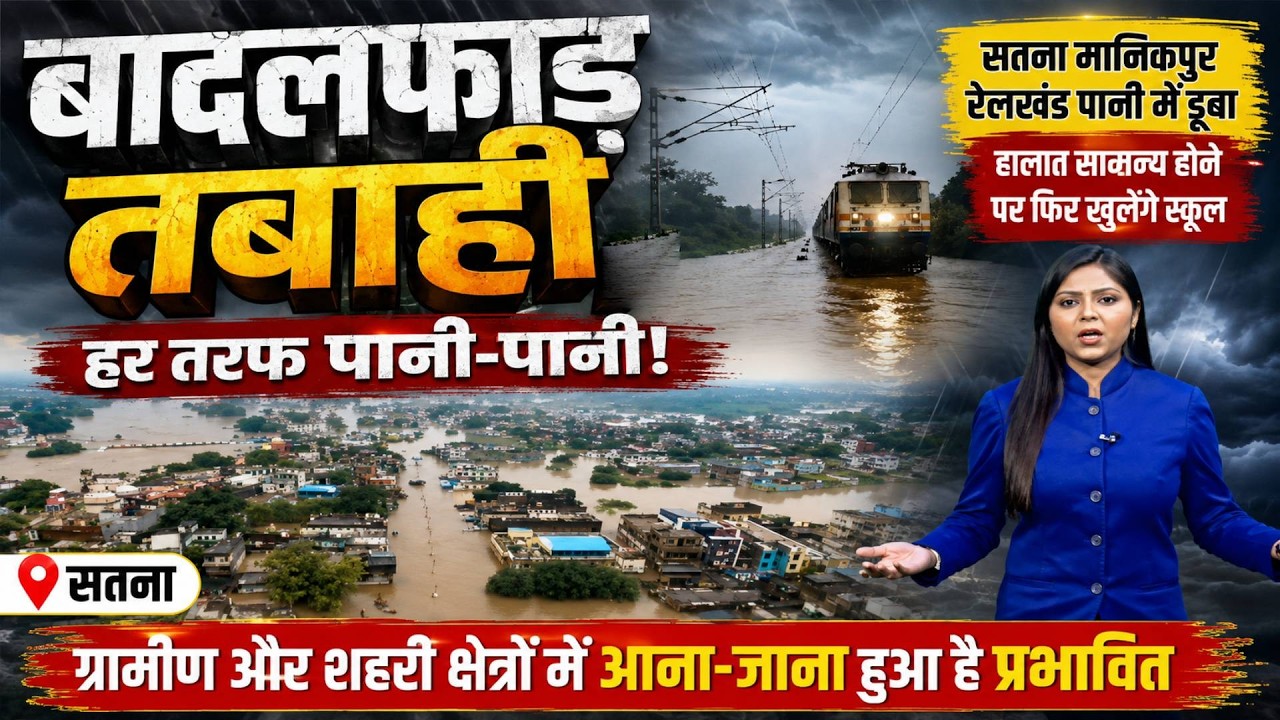 Satna Flood: सतना में बाढ़ का कहर! रेलवे ट्रैक डूबा,पानी में चली ट्रेन | Satna Flood News | MP Flood