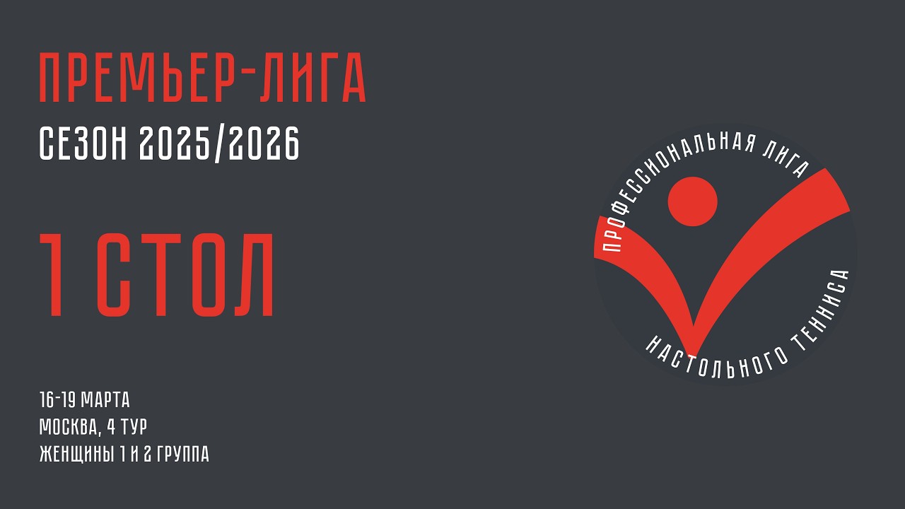 Чемпионат ПЛНТ 25/26. Премьер-лига. Женщины. 4 тур. 1 стол. 17.03.2026