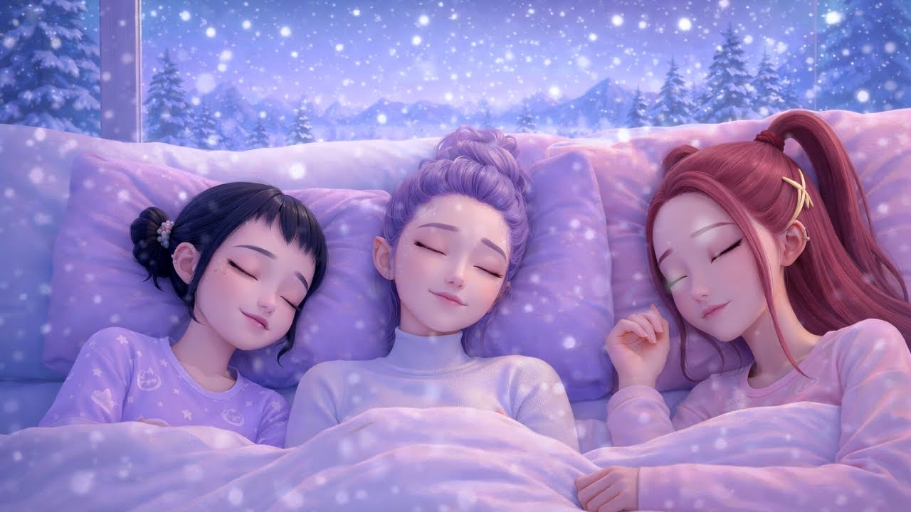 K-Pop Demon Hunters | Snowfall Night – Calm Sleeping Music with Water Flow & Birds