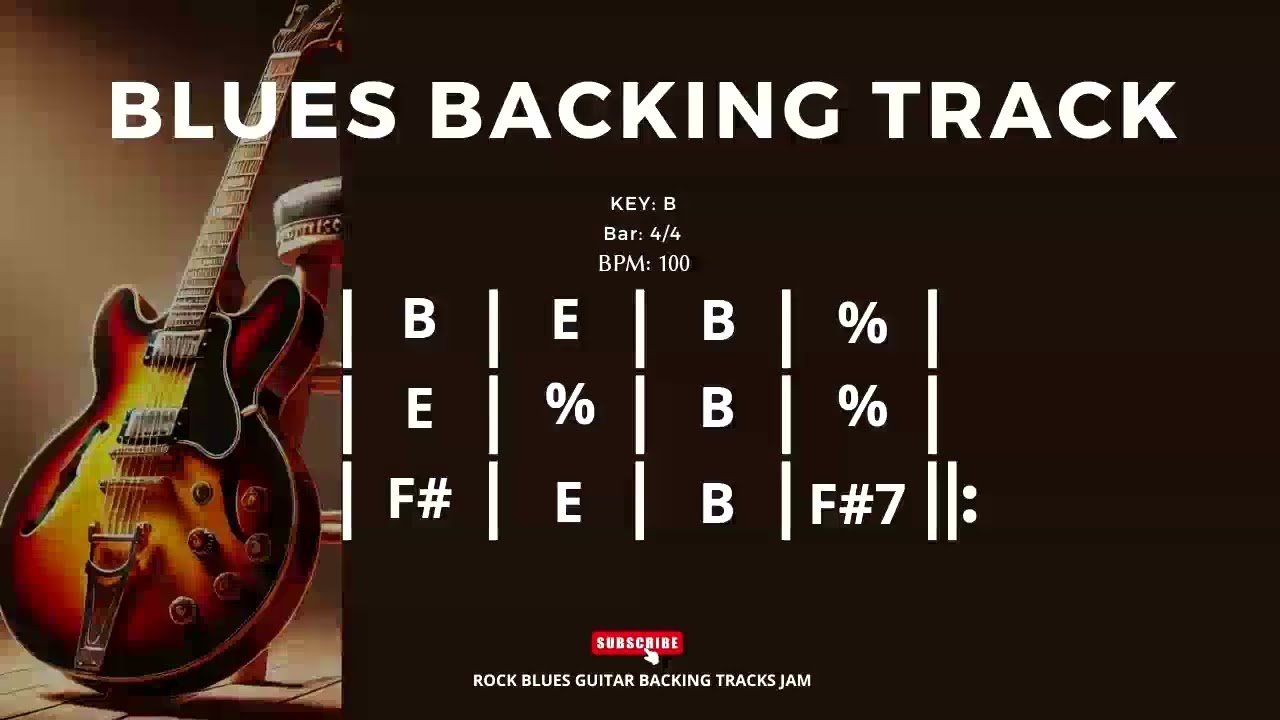 Blues Backing Track in B 100 BPM