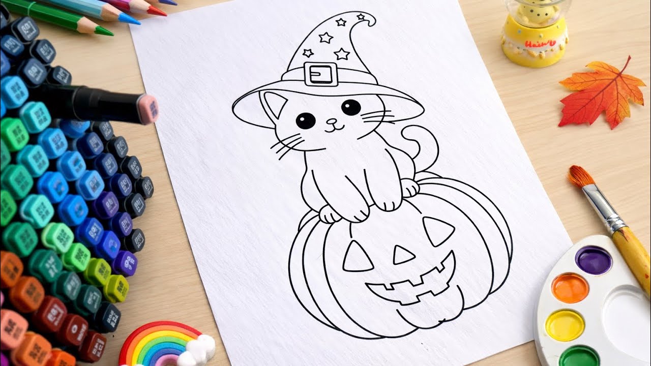 ASMR Halloween Coloring with me 