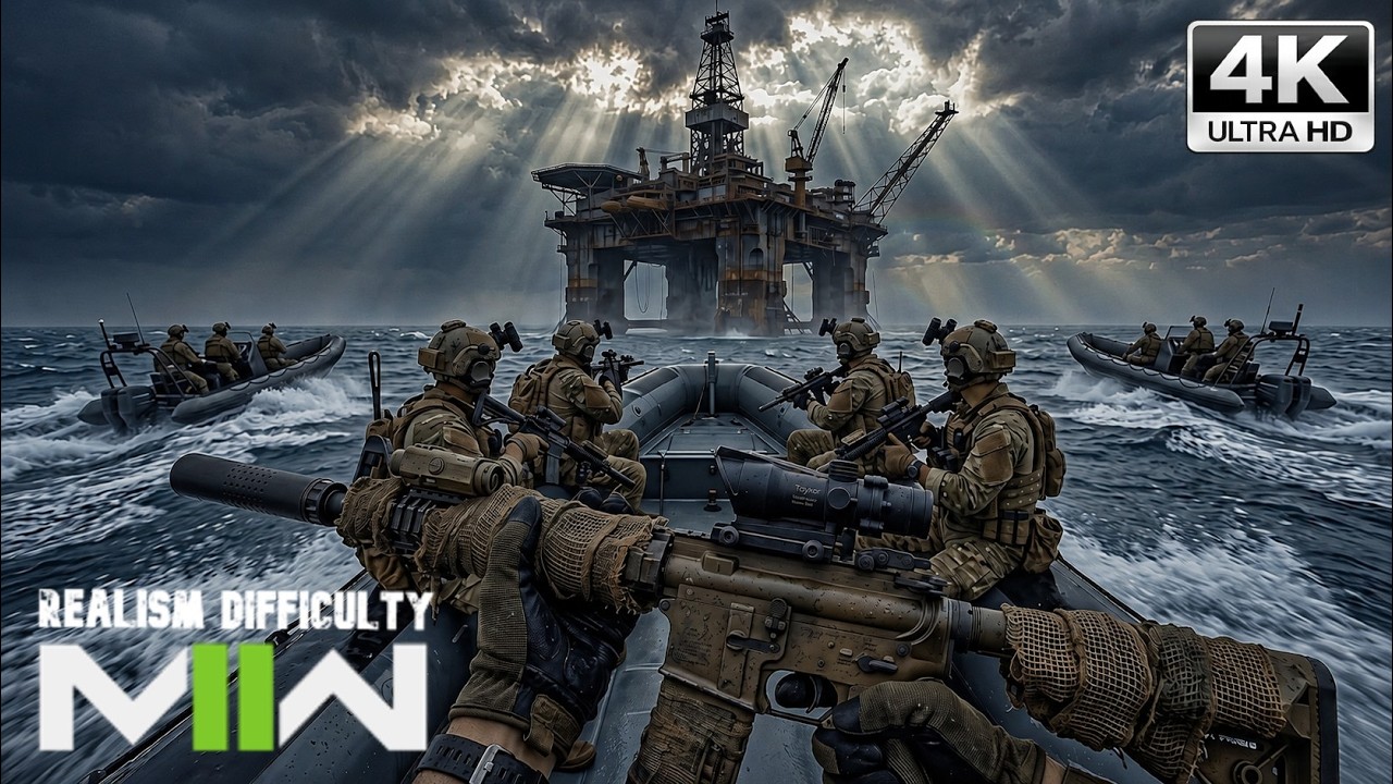 Dark Water | Infiltration In An Oil Rig | Realism Difficulty | [4K UHD 60FPS] | COD Modern Warfare 2