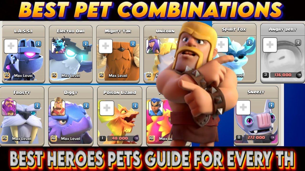 Best Pet Combinations For Every Town hall 😍 in Clash of Clans