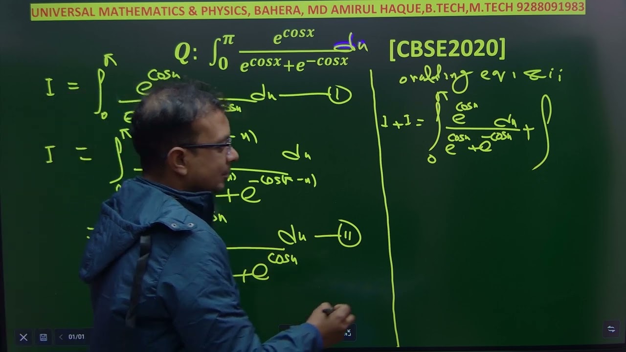 Evaluate    ∫ 0 to π e^cosx dx /e^cosx +e-cosx
