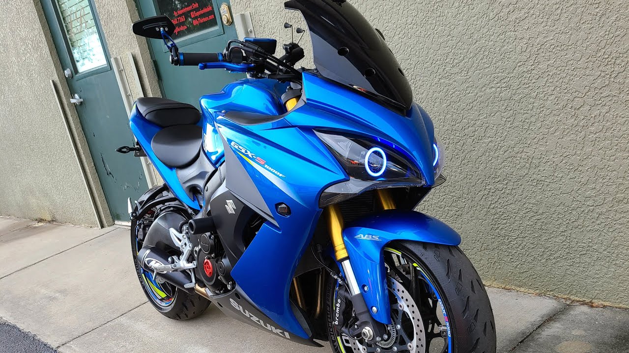 GSX-S 1000F Custom Motorcycle Headlight Retrofit w/RGB Halos