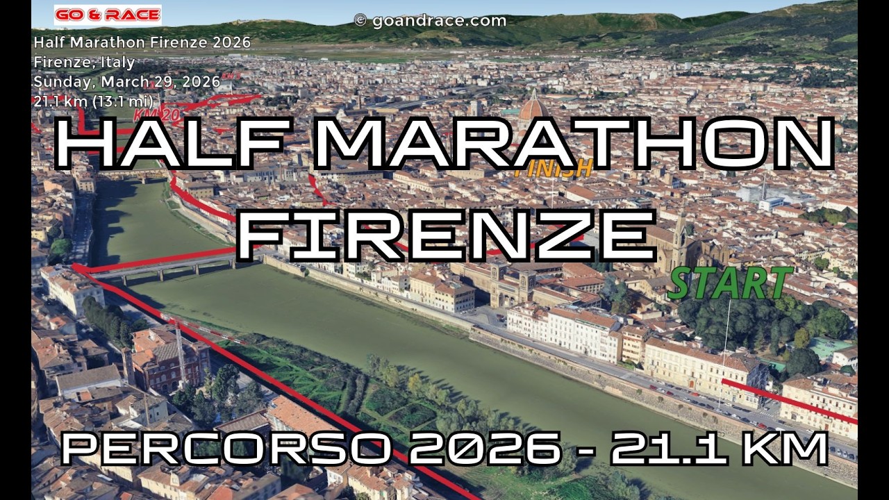 Half Marathon Firenze 2026: 3D Video Course Map | 21.1 km - Firenze