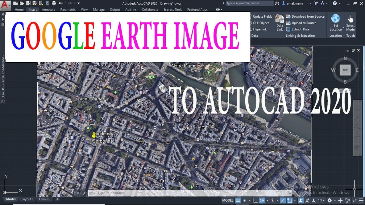 اضافة صورة من جوجل وضبط السكيل |INSERTING GOOGLE EARTH IMAGE TO AUTOCAD