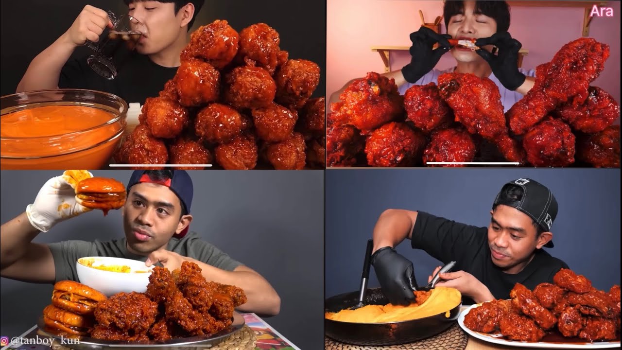 Mukbang compilation || mukbang fried chicken saos samyang || super pedas🔥