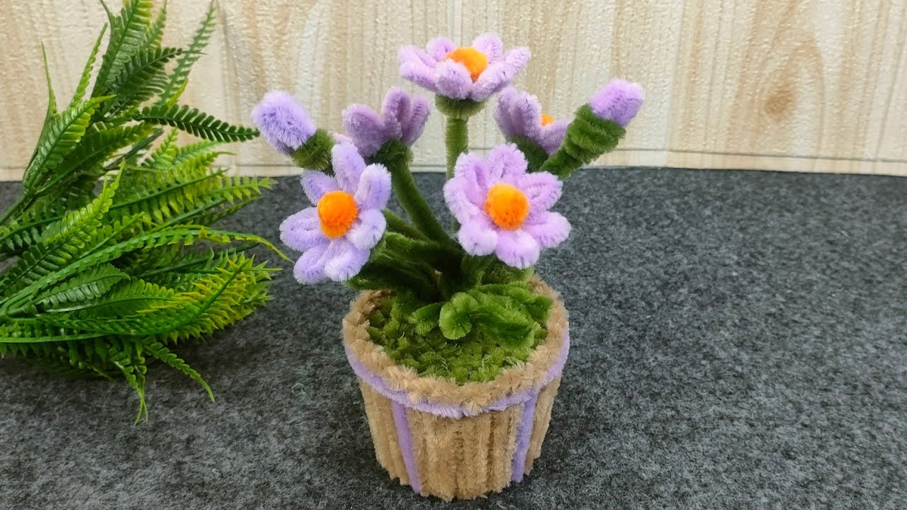 DIY | Membuat Bunga Pot Mini cantik dan lucu | Mudahnya membuat Bunga Pot dari kawat bulu