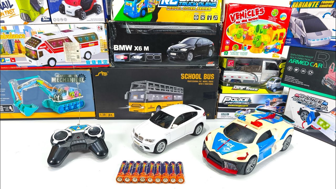 Unboxing Ciry Rc Shcool bus, Police Car, Rc  BMW X6, Rc Pick Up Car, Train