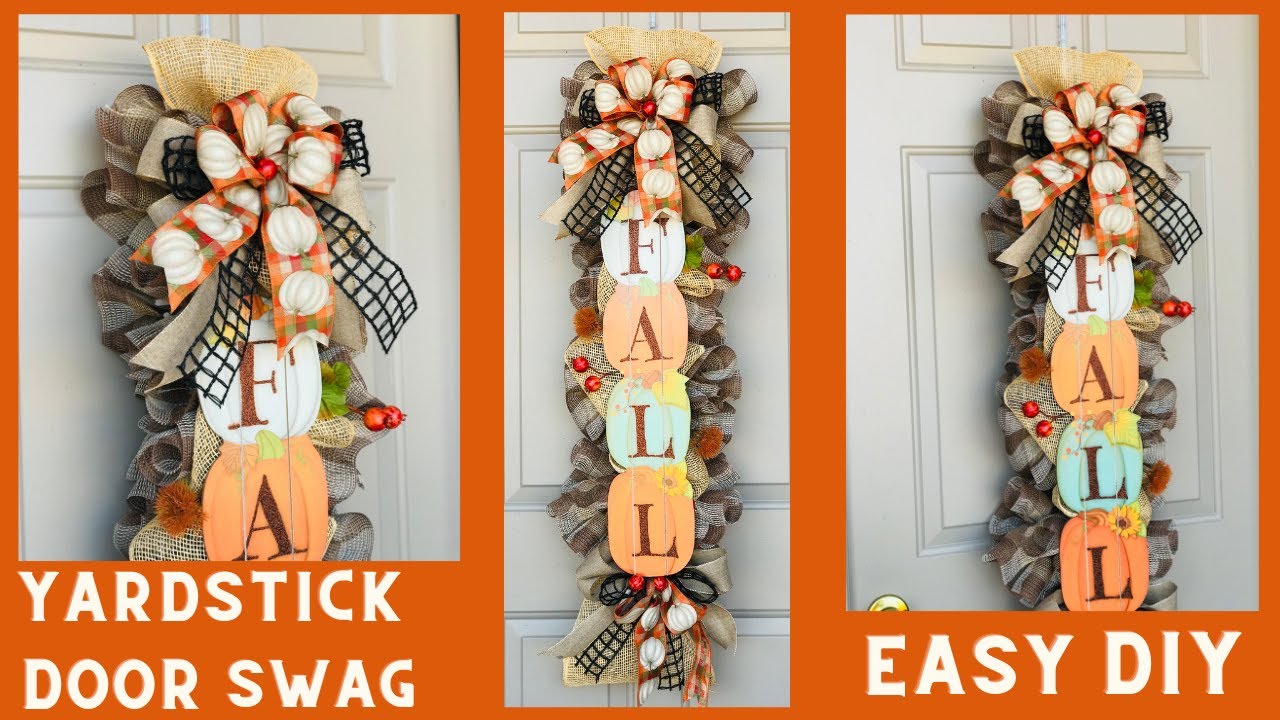 NEW FALL YARDSTICK DOOR SWAG CENTERPIECE GARLAND DIY MESH WREATH BEGINNER FRIENDLY STEP BY STEP🍂