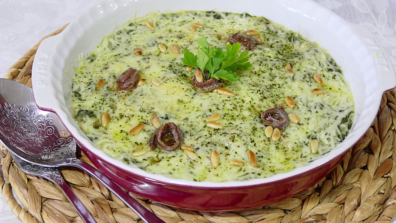 Acelgas 🍃 con Bechamel y Anchoas 🐟 . Una receta rica 😋 y completa 👍