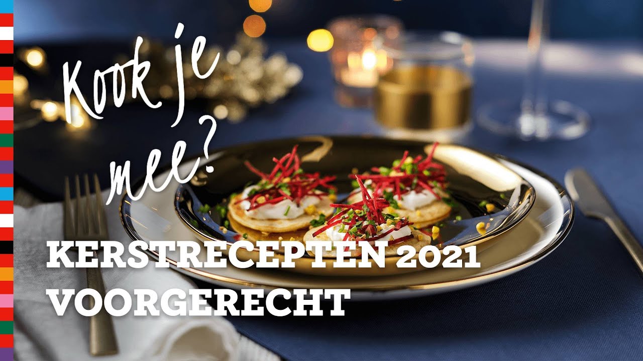 Kerstrecept 2021 | Mini pancakes met geitenkaascrème en bietsprieten | Voedingscentrum