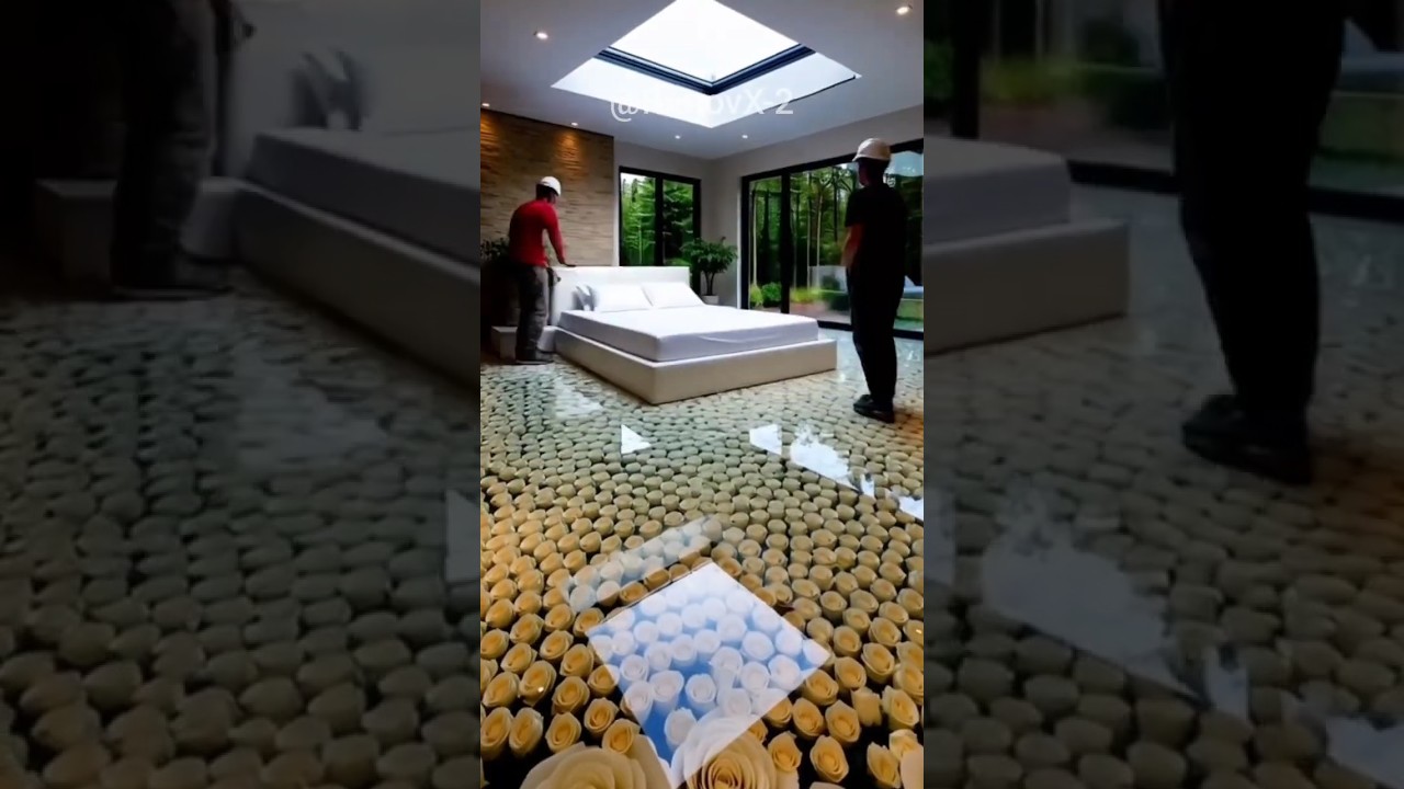 Bedroom - with thousands of white rose  