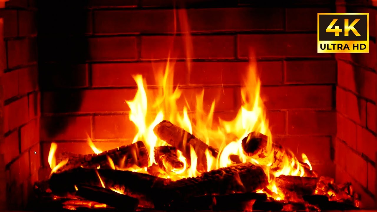 صوت النار الهادئ fireplace 🔥 أجواء شتوية دافئة وراحة نفسية واسترخاء عميق | جودة عالية 4K Ultra HD