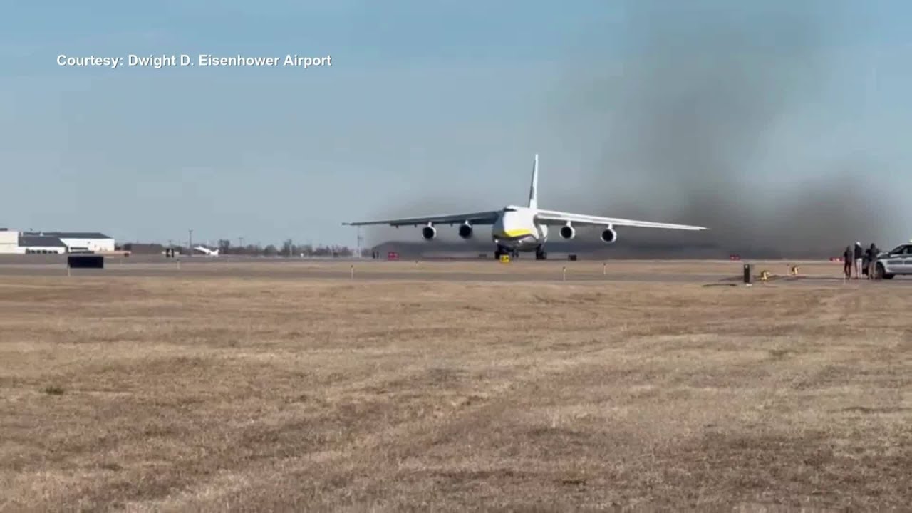 One of the world's largest planes stops in Wichita
