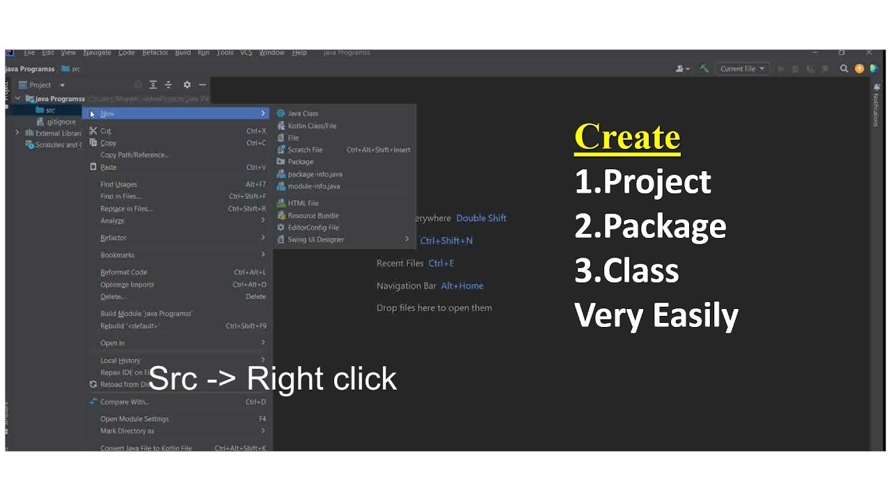 Первая программа в IntelliJ | Как легко создать проект, пакет и класс #BharathEduTech