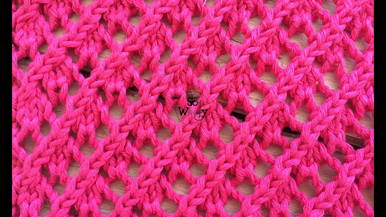 Tilted Tiles knitting stitch pattern: How to knit Diagonal Lace, step by step - So Woolly