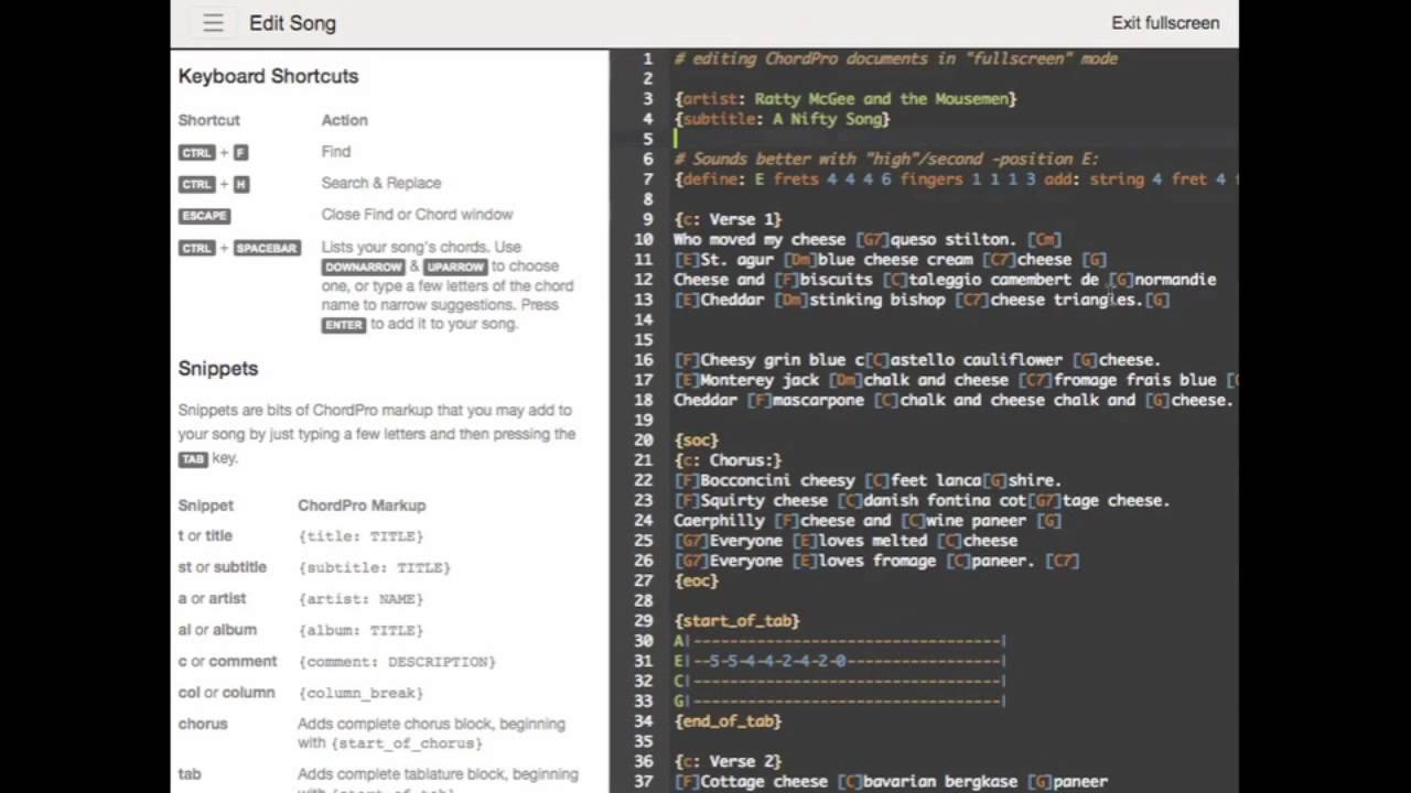 Introducing Fullscreen ChordPro Song Editing With UkeGeeks