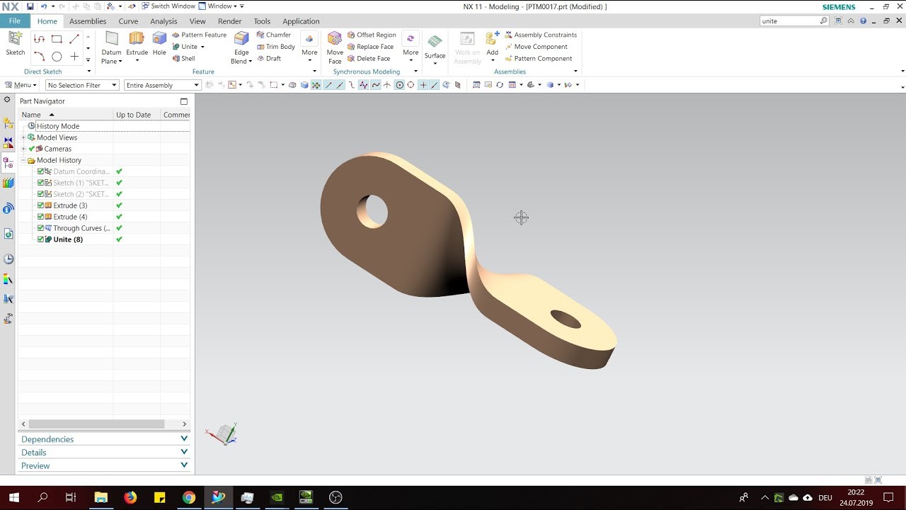SIemens Nx  basic CAD tutorial Twisted hindge  NX Siemens 11 PLM CAD Design