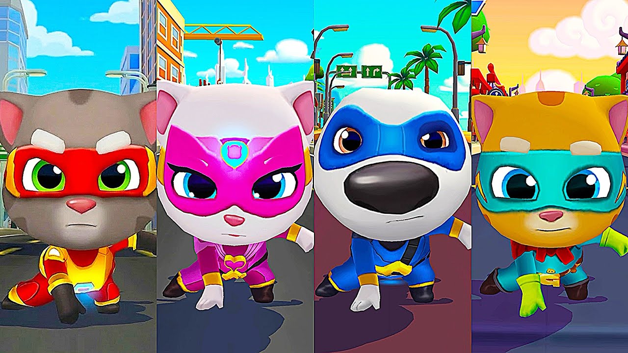 Talking Tom Hero Dash Discover All The Heroes - New Update - All Bosses Fights - Superworld Gameplay