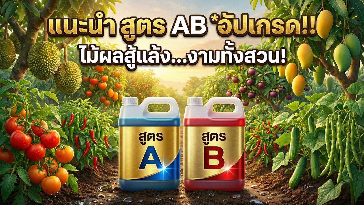สอนผสมเอง!🌳สูตรปุ๋ย 'AB อัปเกรด' ไม้ผลแกร่งสู้แดด ผลผลิตดี รสชาติเยี่ยม!✨