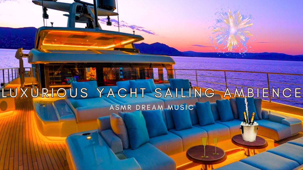 Sailing On A Luxury Yacht 🛥️ Smooth Jazz Music 🎶 Fireworks and Champagne Celebrations🥂🍾 Ambience 🎆