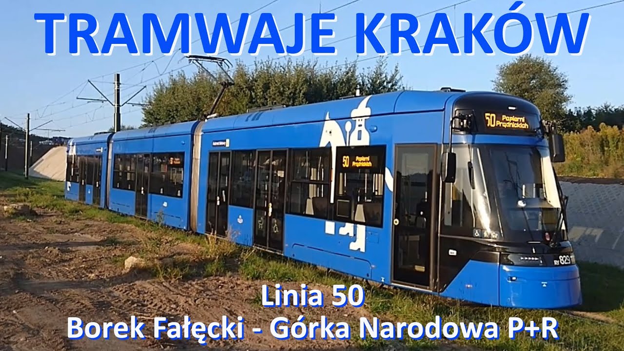 Tramwaje Kraków. Linia 50 Borek Fałęcki - Górka Narodowa P+R/The entire route of tram line 50 Krakow