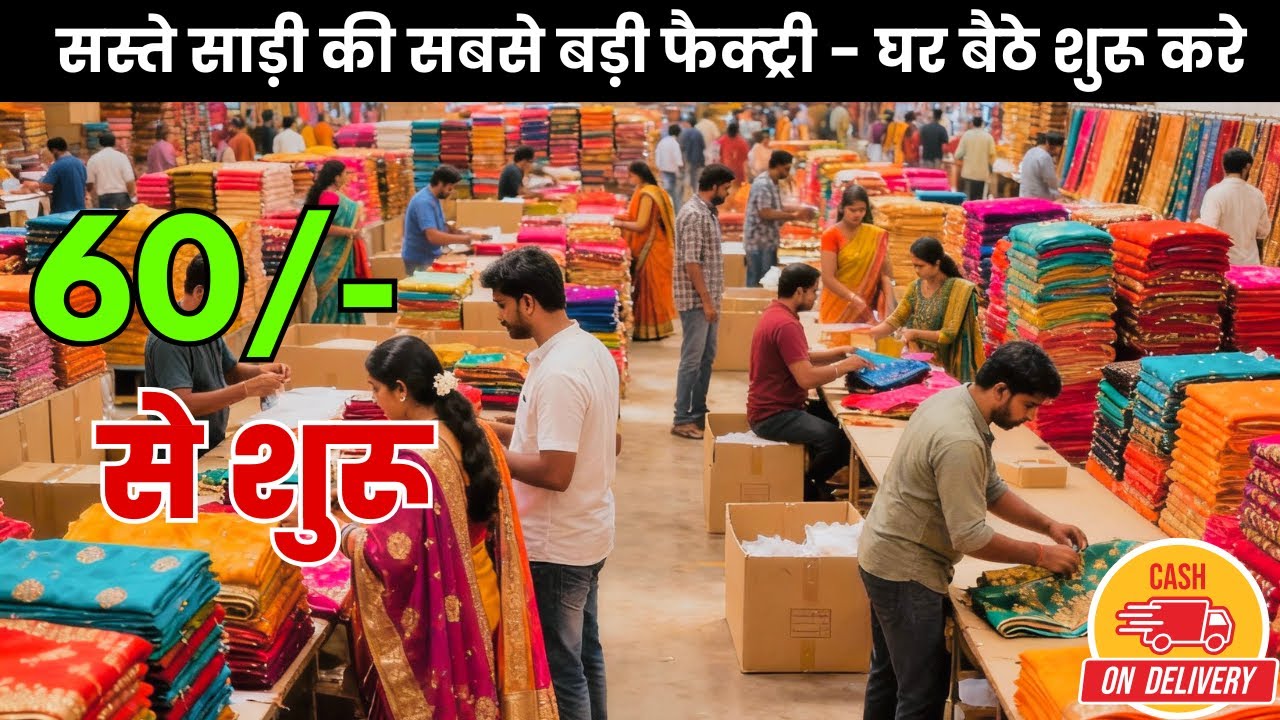सस्ते साड़ी की सबसे बड़ी फैक्ट्री - घर बैठे शुरू करे | Online Fancy Saree Manufacturer | Best Saree