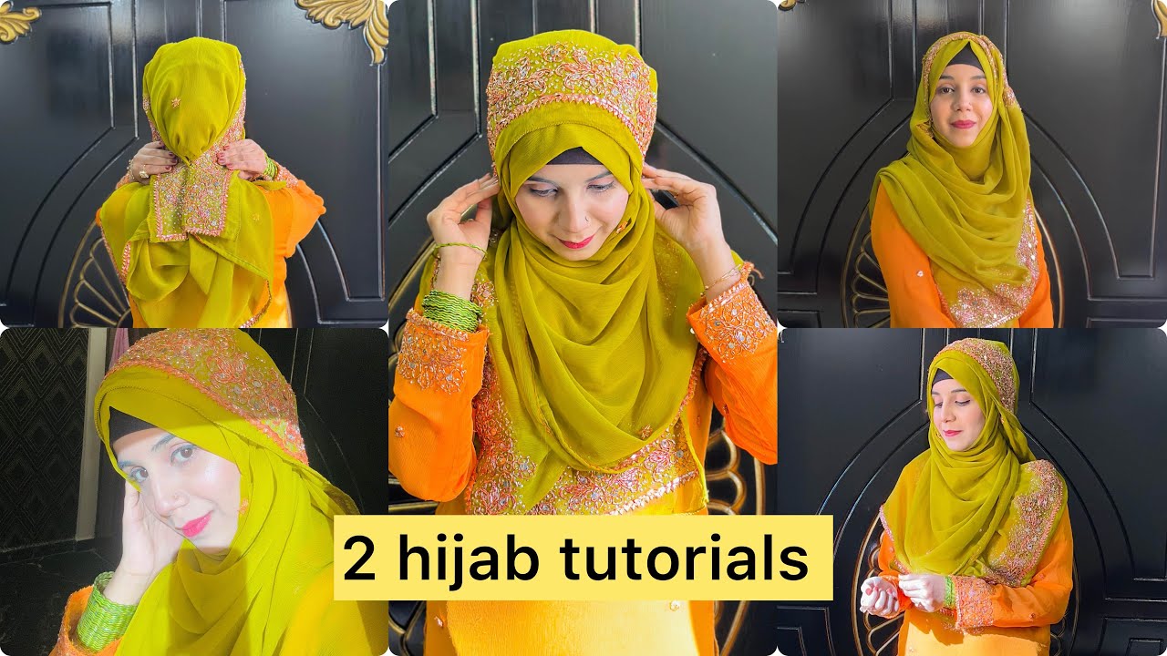 Hijab with dupatta || 2 different hijab styles || aj 2 names liye hein
