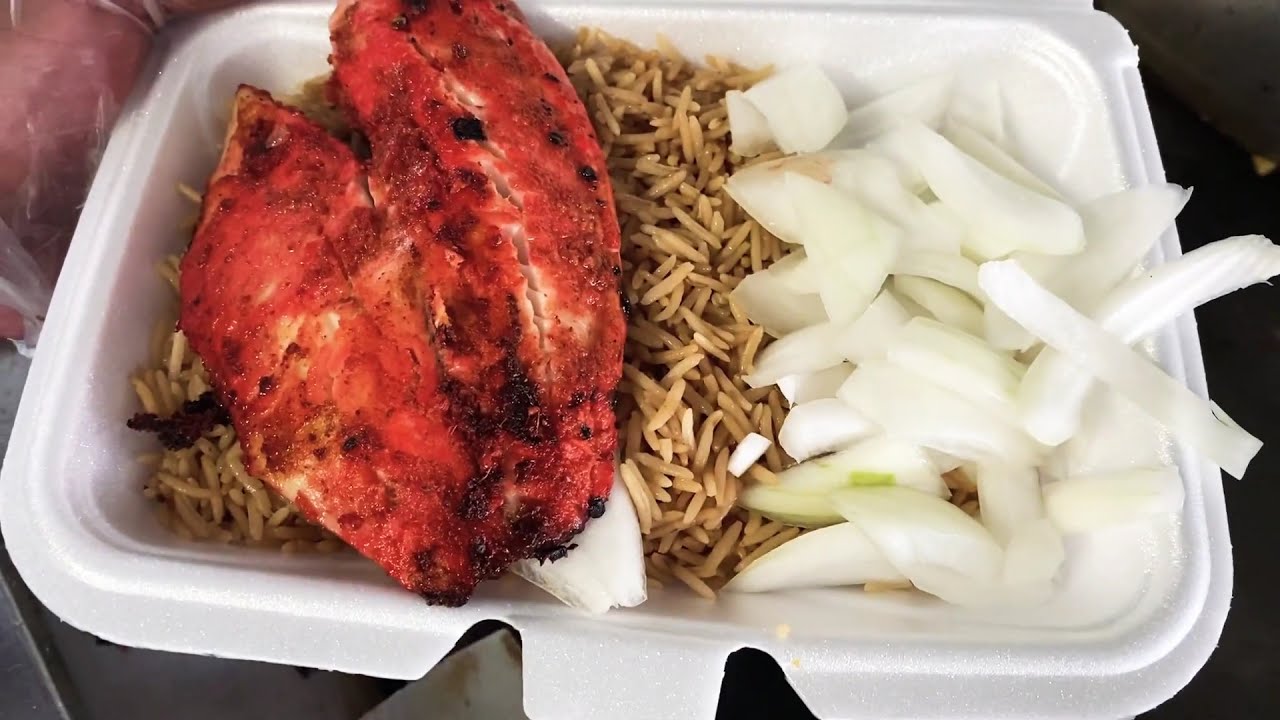Grilled fish over rice ( halal food truck)