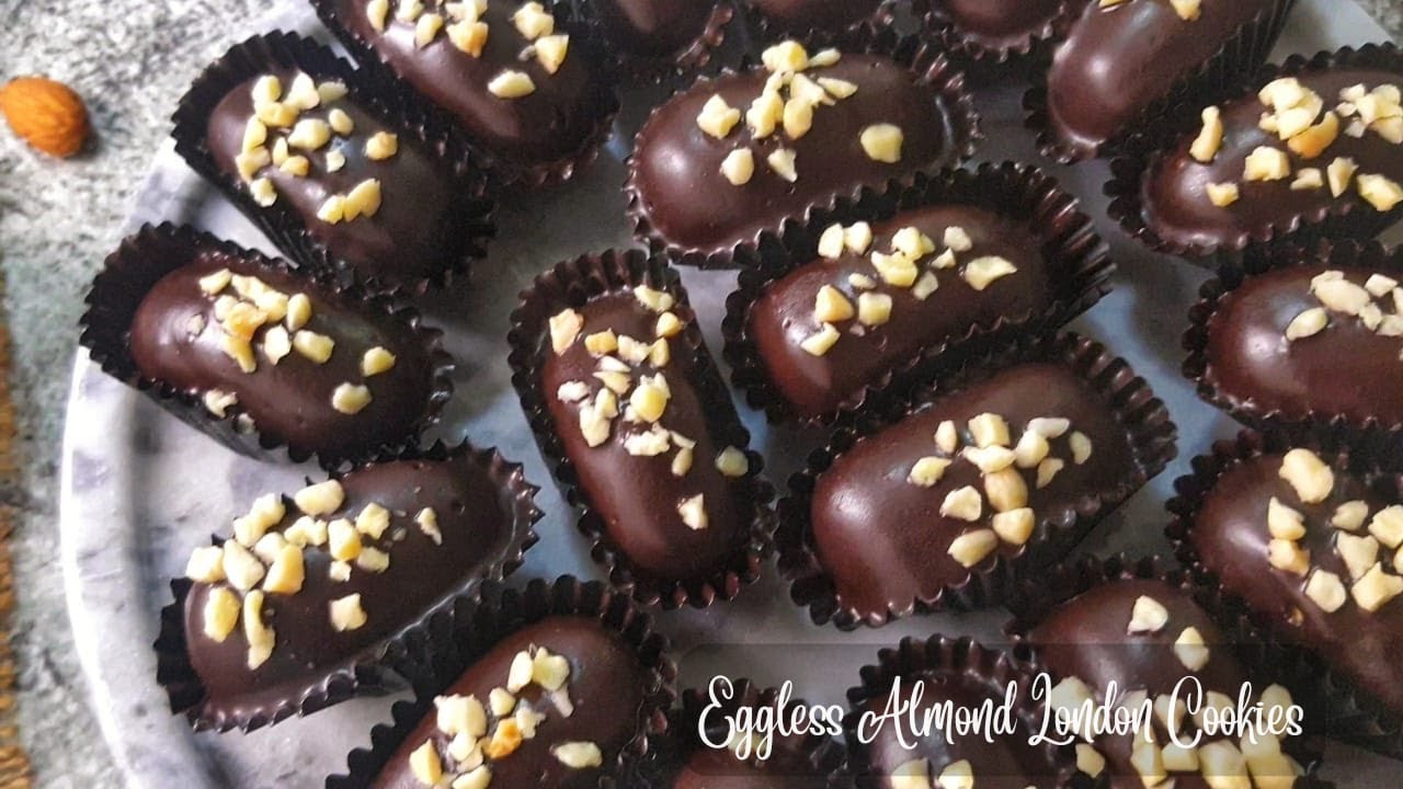 Biskut Almond London Tanpa Telur Rangup | Eggless & Crunchy Almond London Cookies