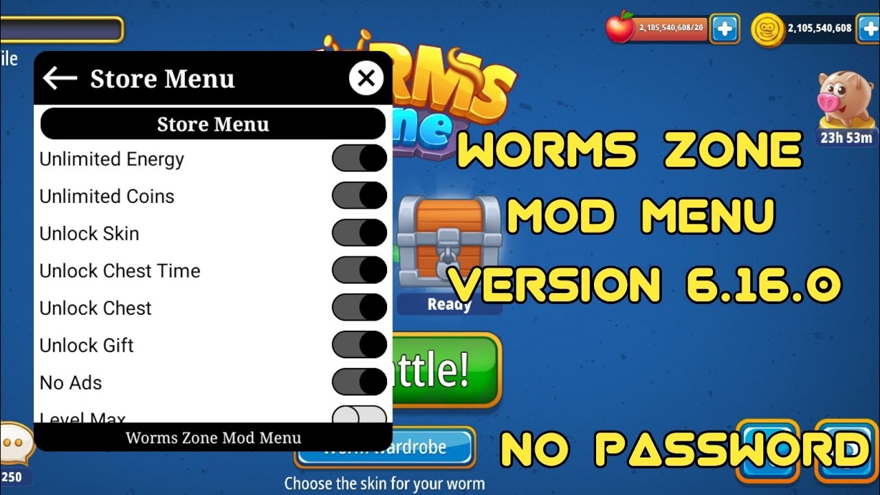 Worms Zone Mod Menu Version 6.16.0 | No Key | No Password