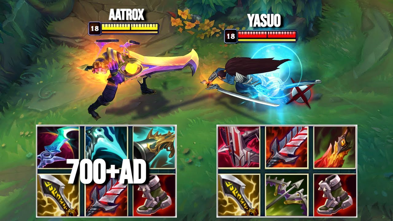 MATHEMATICALLY CORRECT AATROX vs YASUO FULL BUILD FIGHTS & Best Pentakills!