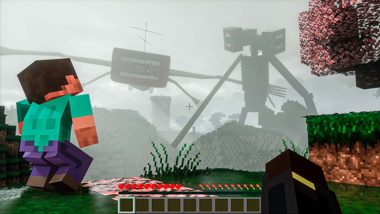 😱 SIREN HEAD & MEGAHORN ARE HERE&hellip; We Got Caught Outside | Minecraft Horror Survival Story