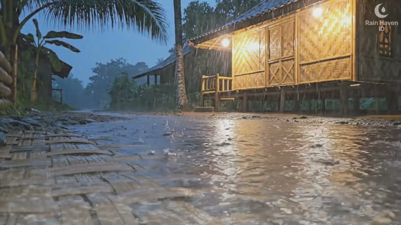 Heavy Rain in a Quiet Village House -- Fall Asleep in 3 Minutes 🌧️ | Rain Haven ID