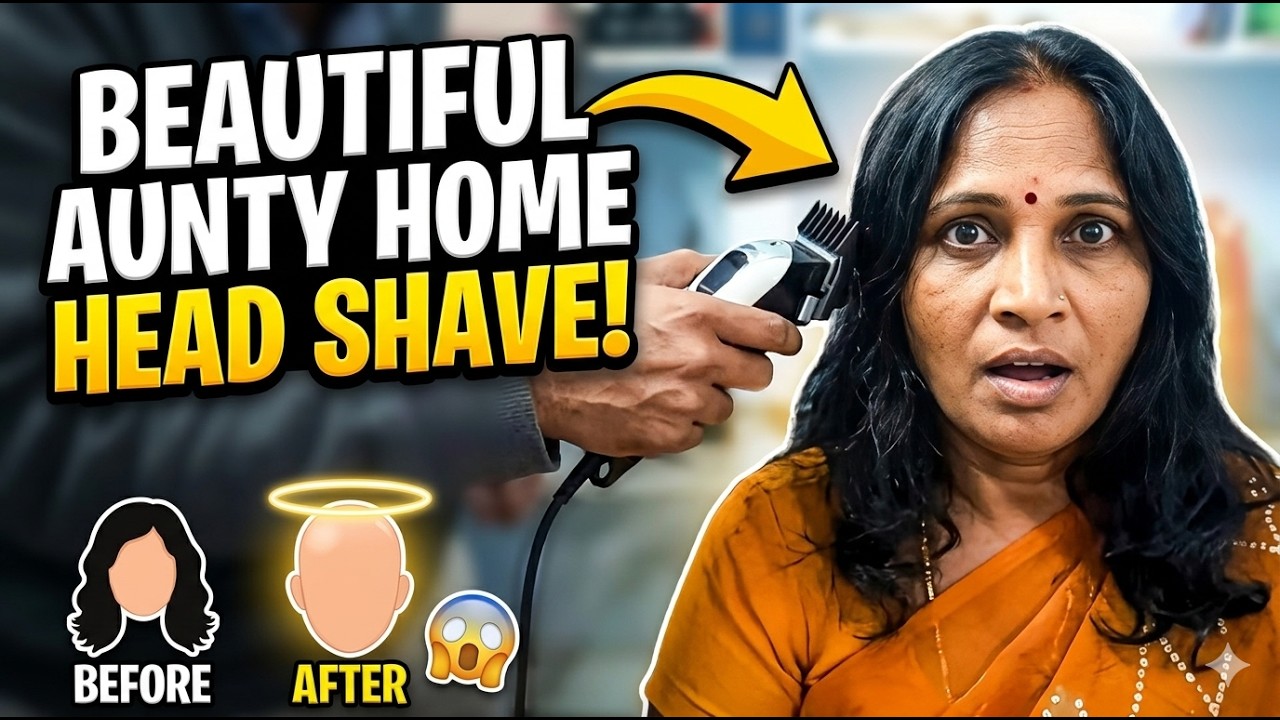 Beautiful Lady Headshave at Home