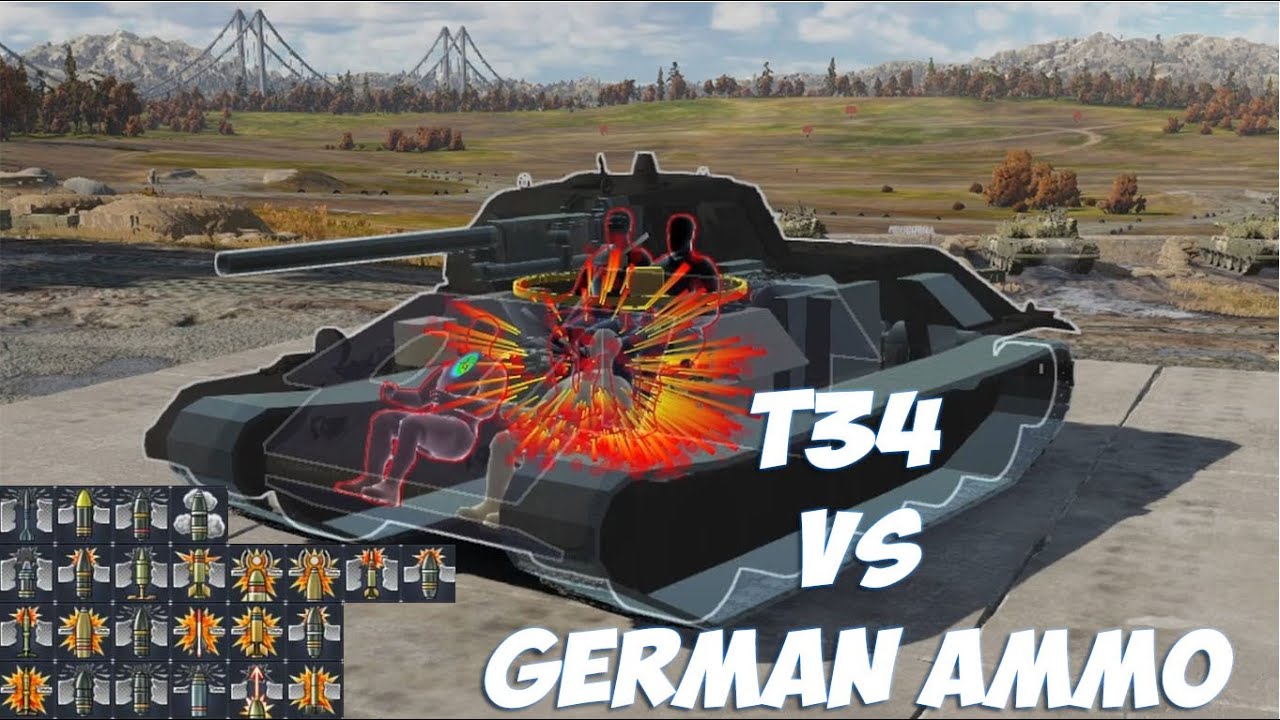 T34 Vs German WW2 Ammo - War Thunder