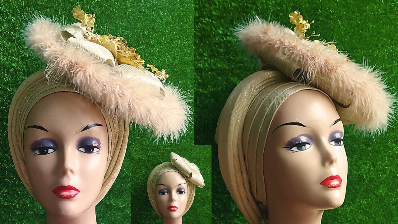 How to make Round Frame Turban with Fascinator Design #turban#turbantutorial#headgear