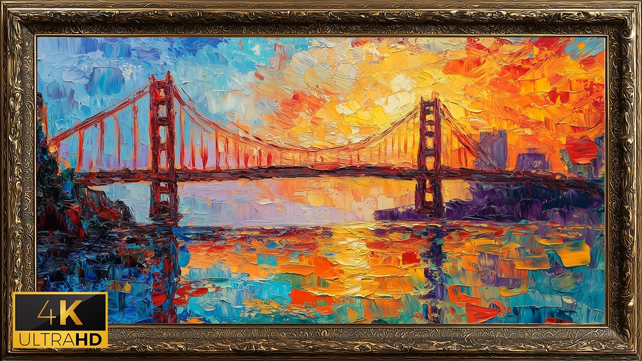 Golden Gate Bridge San Francisco – Silent 4K Impressionist Screensaver Art | 1 Hour Digital TV Art
