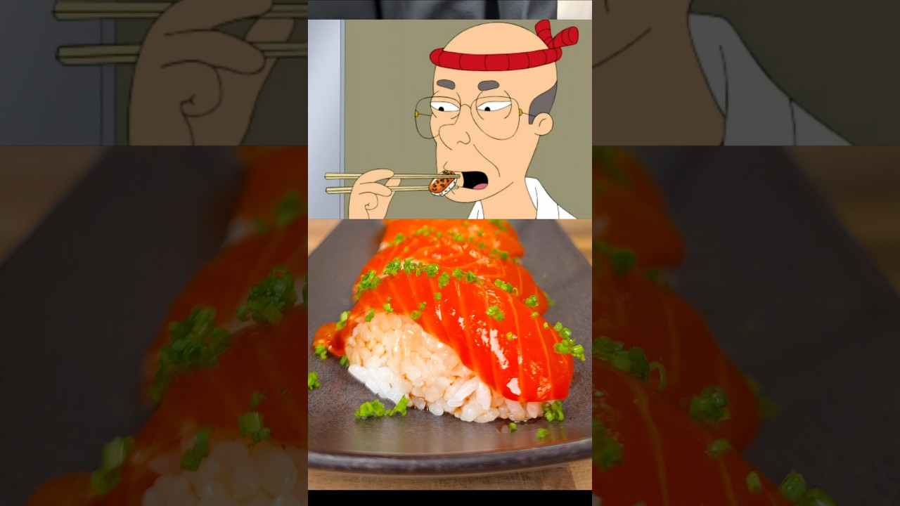 Haruki-san's Secret Rice-Rollin Salmon Sushi School!🍣 #shorts #americandad #sushi #salmon
